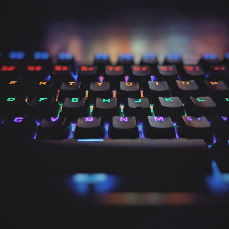 black and blue lighted computer keyboard
